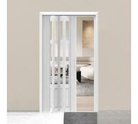 GLFNB Sliding Accordion Doors PVC Bi-fold Doors Invisible Partition Folding Door Vertical for Office Hotel Warehouse(Light white,100x203cm)