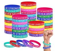 GLGHMH 36 Pcs Colorful Silicone Wristbands, Motivational Quote Rubber Bracelet, Unisex Motivational Gift for Women Men Teen Party Mental Health