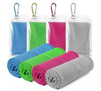 GLGHMH 4PCS Cooling Towels Microfibre Sweat Cloth Breathable Instant Neck Cooler For Men Women Adults For Gym Fitness Yoga Golf Camping Travel Summer Sports Essentials Workout Accessories Set