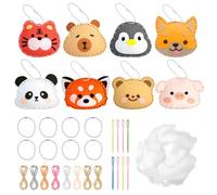 GLGHMH 8 Pcs Animal Sewing Set DIY Felt Sewing Craft Kit with Pre-Punched Holes,Safe Needles,Colourful Threads,Instructions Beginner Friendly Handmade Sewing Supplies for Creative Fun