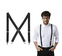 GLGHMH Mens Braces,Heavy Duty Suspenders,Trousers Braces with 4 Metal Clips X Shape Adjustable and Elastic Mens Suspenders Business Wedding Casual