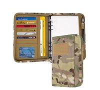 GLHFSONG Military Padfolio Ring Binder with 80 Sheets 160 Pages of Leaf Paper, Military Notebook with Zippered Padfolio Organizer, Refillable Tactical Notebook 6-Ring A6 Notebook Paper (6.7" x 4.1")