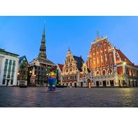 GLHUIOZ 1000 Piece Jigsaw Puzzles for Adults & Kids Age 10 Years Up Latvia Sculptures Riga Town 75x50cm