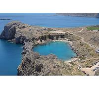 GLHUIOZ 1000 Piece Puzzle - Adults Teens Kids Large Gift tional Intellectual Decompressing Fun Family Game Bay,Greece,Lindos,Rhodes,75x50cm