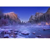 GLHUIOZ 1000 Pieces Jigsaw Puzzles for Adults,Family Puzzle Game Stress Reliever Difficult Challenge for Adults Kids USA,Christmas Valley View,Yosemite Nation Park,75x50cm