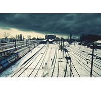 GLHUIOZ 1500 Piece Jigsaw Puzzles for Adults,Loneliness,Station,Trains,87x57cm