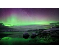 GLHUIOZ 500 Pieces Jigsaw Puzzles for Adults Northern Lights,Milky Way,Iceland,52x38cm
