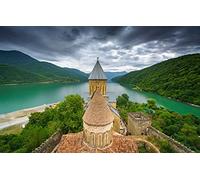 GLHUIOZ Impossible Puzzle-500 Pieces,Castle,Fortress,Georgia,Aragvi River,Ananuri Fortress,52x38cm