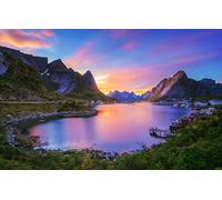 GLHUIOZ Jigsaw Puzzles 1000 Pieces for Adults Difficult Hard Jigsaw Puzzles for Women Men Premium Precise Interlocking Bay,Norway,Gulf,Lofoten Islands,Gravdal Bay,Reine,75x50cm
