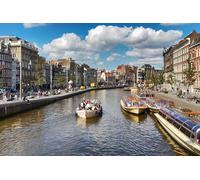 GLHUIOZ Jigsaw Puzzles for Adults 1000 Pieces Landscape Jigsaw Puzzles for Adult Kids Challenging Game Amsterdam Netherlands Rivers Riverboat 75x50cm