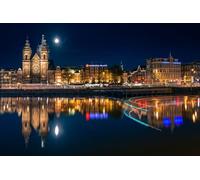 GLHUIOZ jigsaw puzzles for adults 500 | jigsaw puzzle | 500 piece jigsaw puzzles for adults | Netherlands Amsterdam Rivers Moon 52x38cm
