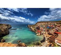 GLHUIOZ Personalised Jigsaw Photo Custom Jigsaw Puzzle 1500 pc Wooden Puzzle Personalized Gift Beach,Malta,Mediterranean,87x57cm