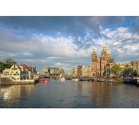 GLHUIOZ Puzzle from Photo Custom Jigsaw Puzzle Unique Birthday Present Suitable for Children Family and Friends Personalized Puzzle-1000piece-Wooden Netherlands Amsterdam Rivers Marinas 75x50cm