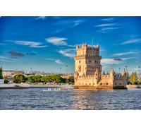 GLHUIOZ Puzzles for Adults 500 Piece Wooden Puzzles-Puzzle Hands-on Game-Family Decoration Portugal Lisbon Rivers Belem Tower 52x38cm