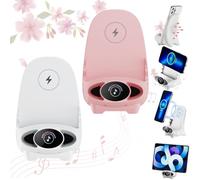 GLIART Mini Chair Wireless Fast Charger Multifunctional Phone Holder, Portable Mini Chair Wireless Charger, 3 in 1 Wireless Charging Station Phone Stand Bracket with Speaker Function (2PC-C)
