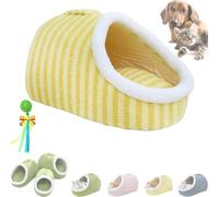 GLIART Pawcart - Cozy Hideaway Cat Bed with Cover Cave, Non-slip Washable Soft Pet Slipper Cave Bed for Small Medium Pets (Yellow, S-4Kg)