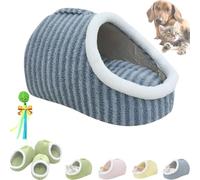 GLIART Pawcart- Cozy Hideaway Pet Bed,Small Cat Beds for Indoor Cats,Dog Bed with Cover Cave,Non-slip Washable Soft Pet Slipper Cave Bed Sleeping Bag for Small Medium Pets (Blue,M-7.5Kg)