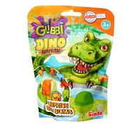 Glibbi Dino Surprise Bath Bomb in 1 of 3 Colours (Blue, Green, Orange) with Surprise, 1 of 6 Figures, 100 g, Bath Fun Ages 3 and Up