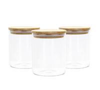 GLIBBUL Glass Jars with Bamboo Lids Stackable Tea Coffee Sugar Canisters 3x700ml Food Storage Containers Cookie Pasta Salad Spaghetti Spice for Kitchen Pantry Meal Prep Desktop Organization