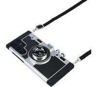 Glibrillody JUST for Samsung Galaxy S24 Ultra, Retro style 3D Camera Design Case for Galaxy S24 Ultra with Long Neck Strap Black