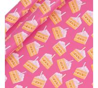 Glick 2 Pack Cakey Pink Wrapping Paper, for Birthdays and Celebrations, 2 x Recyclable Rolls (Each 4m x 70cm), Pink