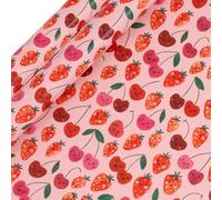 Glick 2 Pack Cherries & Strawberries Wrapping Paper, for Birthdays and Celebrations, 2 x Recyclable Rolls (Each 4m x 70cm), Pink & Red