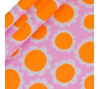 Glick 2 Pack Dazzling Daisies Wrapping Paper, for Birthdays and Celebrations, 2 x Recyclable Rolls (Each 4m x 70cm), Pink & Yellow