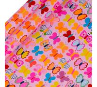 Glick 2 Pack Flutterbies Wrapping Paper, for Birthdays and Celebrations, 2 Recyclable Rolls (2m x 70cm), Pink Eco-Friendly