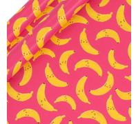 Glick 2 Pack Go Bananas Wrapping Paper, for Birthdays and Celebrations, 2 x Recyclable Rolls (Each 4m x 70cm), Pink & Yellow