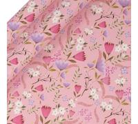Glick 2 Pack Posies and Petals Wrapping Paper, for Birthdays and Celebrations, 2 x Recyclable Rolls (Each 4m x 70cm), Pink