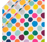 Glick 2 Pack Spotty Wrapping Paper, for Birthdays and Celebrations, 2 x Recyclable Rolls (Each 4m x 70cm), White & Multi