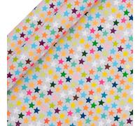 Glick 2 Pack Stars Wrapping Paper, for Birthdays and Celebrations, 2 x Recyclable Rolls (Each 4m x 70cm), Multi-Coloured