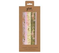 Glick 4 Sheets of Linea Floral Tissue Paper. Each Sheet Measures 75 x 50cms When Opened and is Suitable for Birthdays & Other Celebrations