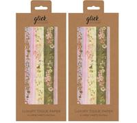 Glick 4 Sheets of Linea Floral Tissue Paper. Each Sheet Measures 75 x 50cms When Opened and is Suitable for Birthdays & Other Celebrations (Pack of 2)