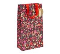 Glick Christmas Bottle Bag for Wine | Stars | Fits 2 Bottles | Extra Large
