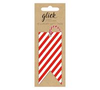 Glick Christmas Gift Tags, Candy Cane, Pack of 6, Fully Recyclable, Red & White