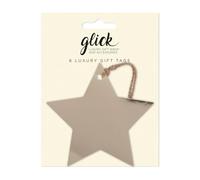 Glick Christmas Gift Tags, Foil Star, Gold, Pack of 6, Fully Recyclable, for use at Christmas, Birthdays and Other Gifts