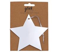 Glick Christmas Gift Tags with String | Silver Foil Star Label | Pack of 6