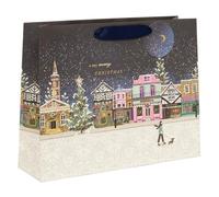 Glick Christmas Large Landscape Gift Bag, A Wide Bag, measuring 35.5cms x 27.5cms x 10cm, Nostalgia Lane, Multi-Coloured