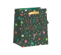 Glick Christmas Tiny Gift Bag, Fits Small Precious Gifts, Exquisite Christmas Design, Measuring a Tiny 8.7 x 10.5 x 6 cms, Green/Multi