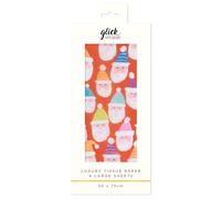Glick Christmas Tissue Paper for Gift Wrapping, Father Christmas Design, Four Sheets, 50 x 75 cm When Opened, Multi-Coloured