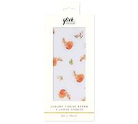 Glick Christmas Tissue Paper for Gift Wrapping, Resplendent Robins, Four Sheets, 50 x 75 cm When Opened, Multi-Coloured
