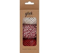 Glick Christmas Twine Ribbon Multipack - Nordic Paper Ribbon in Red and White for Gift Wrapping - Multicolor, 65 x 170 x 45
