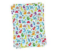 Glick - Cute 'Dinosaur Roar' Birthday Gift Wrap - 2 Sheets of Beautiful Quality Wrapping Paper - Bright Colourful Wrap For Children Kid's Birthday - For Boy Girl - Sold by Brainbox Candy