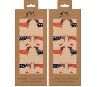 Glick Four Sheets Dogs Design for Christmas Tissue Paper, Daschund Kraft Tissue for Wrapping Gifts and Seasonal Arts and Crafts, Multi-Colour (Pack of 2)