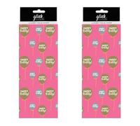 Glick Four Sheets Happy Birthday Tissue Paper, Pink Balloons Birthday Tissue Paper, Birthday Tissue Paper for Gift Wrapping, Pink Happy Birthday Tissue Paper (Pack of 2)