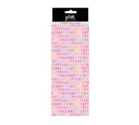 Glick Four Sheets of Luxury Pink Happy Birthday Tissue Paper for Gift Wrapping. Each Sheet When Opened 750 x 500 mm