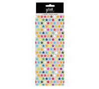 Glick Four Sheets of Multi-Coloured Stars Tissue Paper, Measuring 750mm x 500mm Opened, Tissue Paper Multi-Coloured Stars Design for Gift Wrapping and Other Arts & Crafts