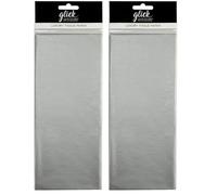 Glick Four Sheets of Silver Tissue Paper, Silver Tissue Paper for Gift Wrapping, Birthday, Valentine, Christmas and Other Celebrations, Each Sheet When Opened 750mm x 500mm (Pack of 2)