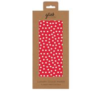 Glick Four Sheets Tissue Paper, White Stars on Red, Christmas, Birthdays, for Wrapping and Arts and Crafts, Red & White